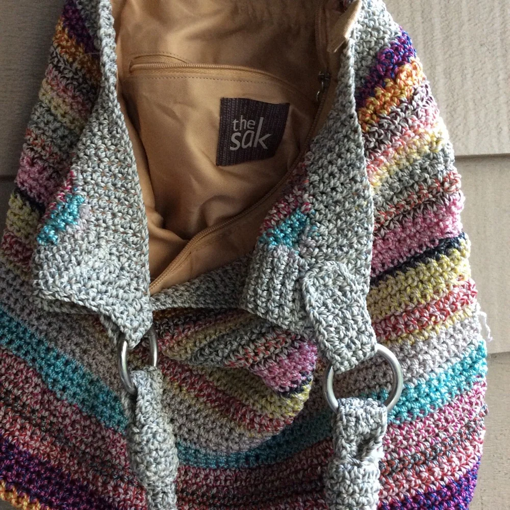 The Sak macrame knit hobo bag. Gray /multi color - Picture 3 of 3